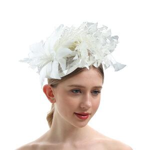 2857 Sinamay Feather Flower Fascinator Hats, Cocktail Tea Party